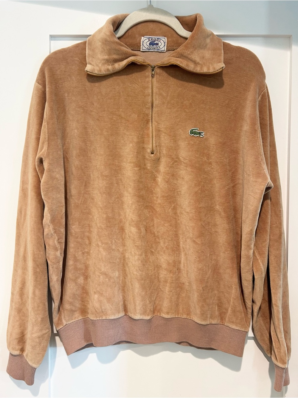 Vintage Izod Lacoste Mens Velour Half-Zip Pullover